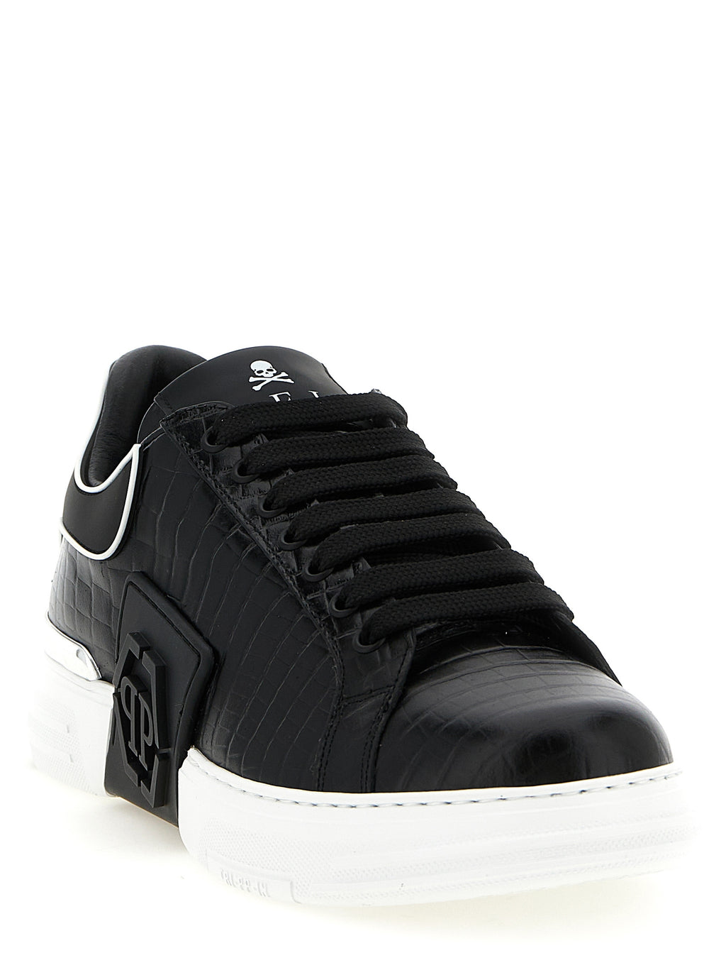 Philipp Plein Schwarze Low-Top-Sneaker aus Rindsleder