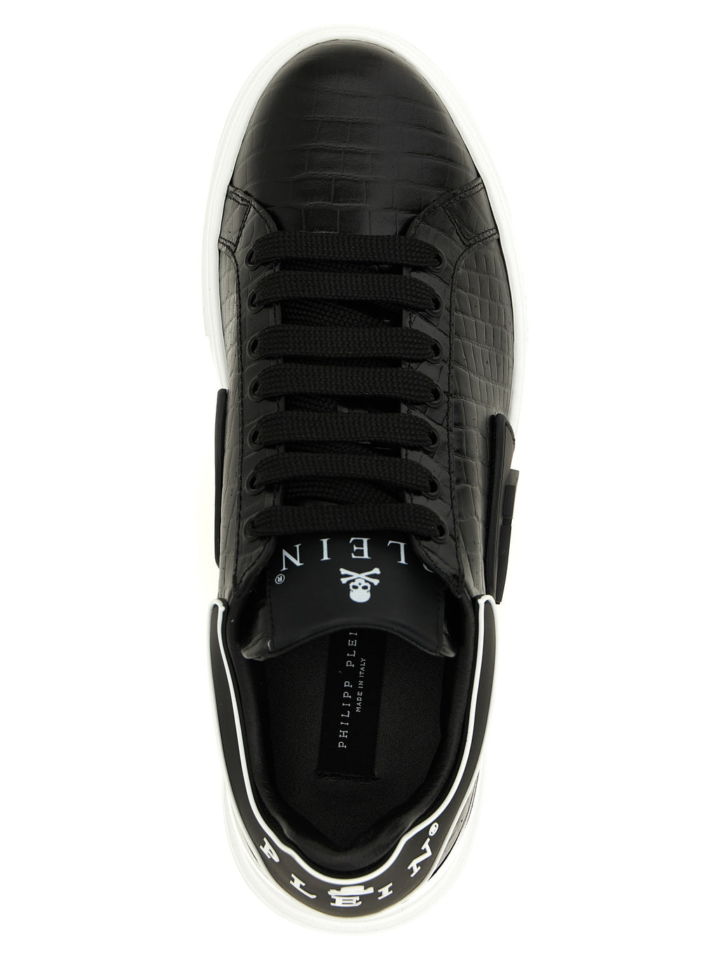 Philipp Plein Schwarze Low-Top-Sneaker aus Rindsleder