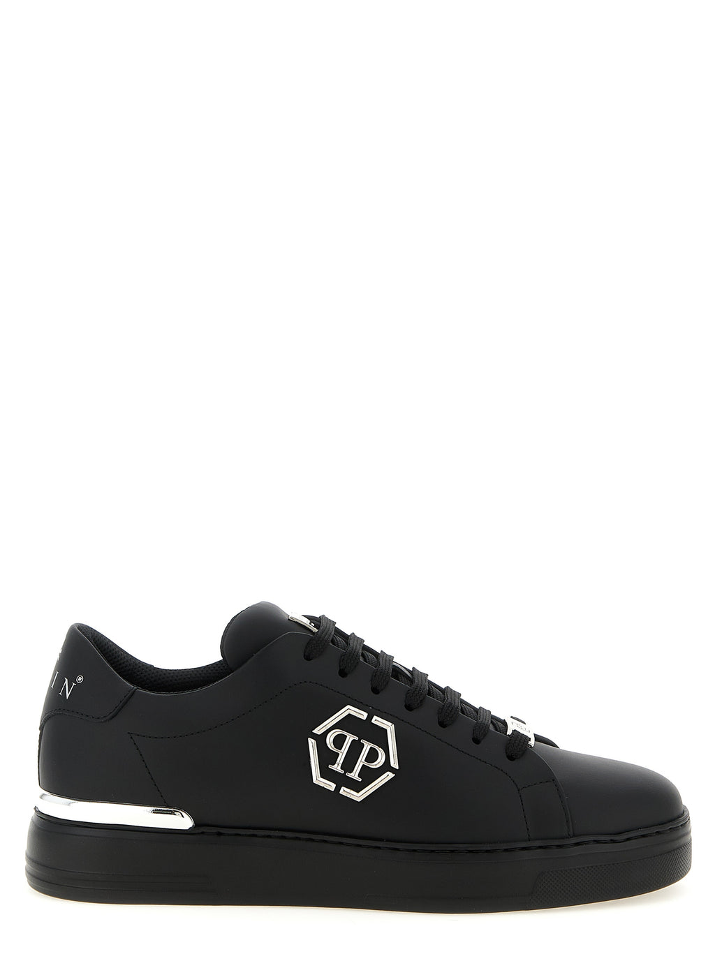 Philipp Plein Schwarze Kalbsleder Low-Top-Sneaker