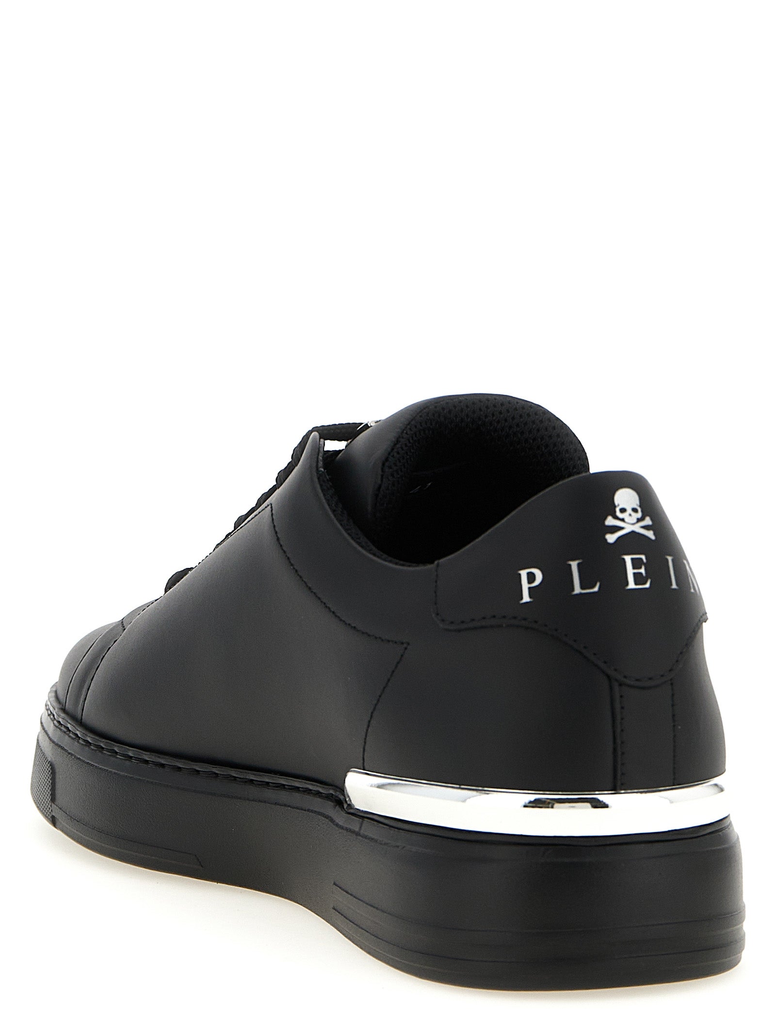 Philipp Plein Schwarze Kalbsleder Low-Top-Sneaker
