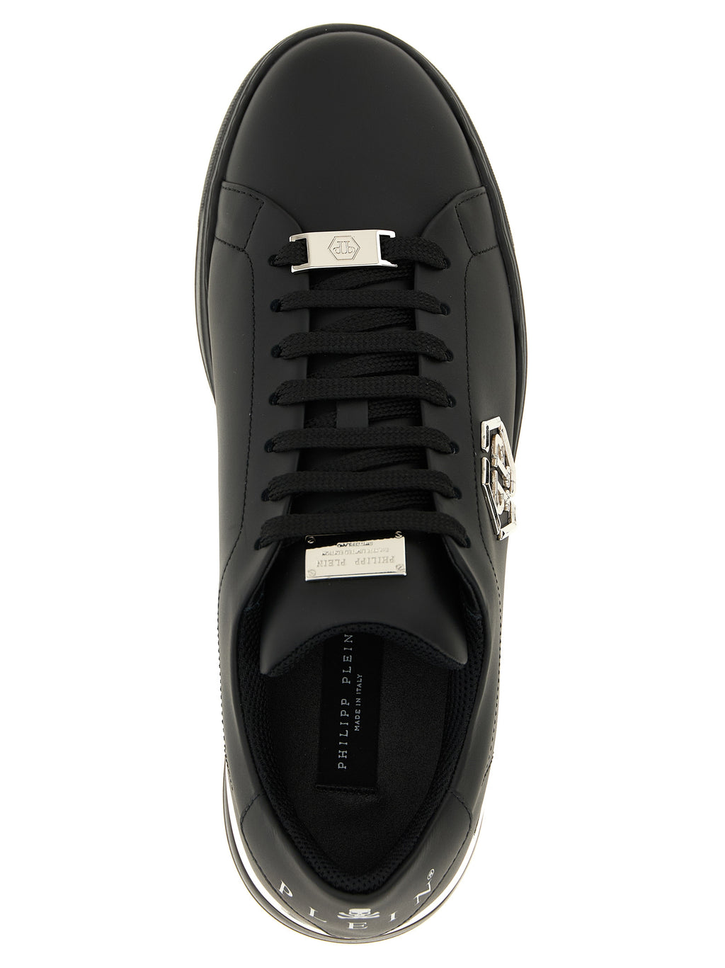 Philipp Plein Schwarze Kalbsleder Low-Top-Sneaker