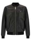Philipp Plein Schwarze Lammlederjacke