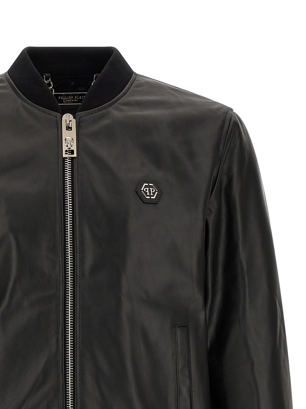 Philipp Plein Schwarze Lammlederjacke