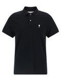Ami Paris Schwarzes Baumwoll-Poloshirt