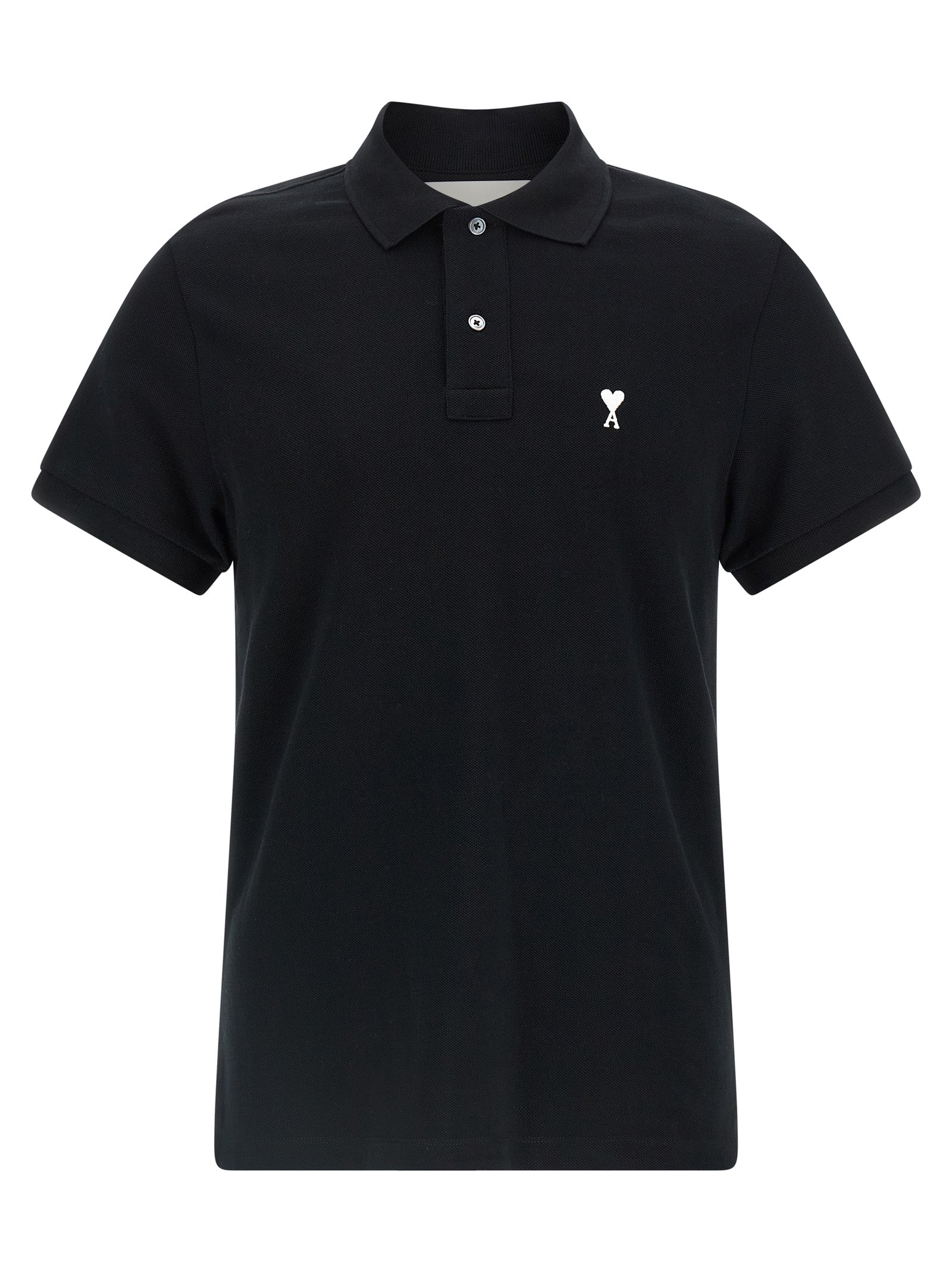 Ami Paris Schwarzes Baumwoll-Poloshirt