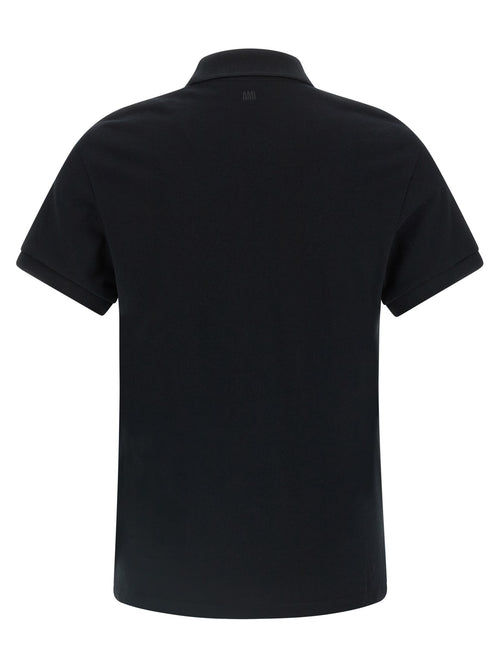 Ami Paris Schwarzes Baumwoll-Poloshirt
