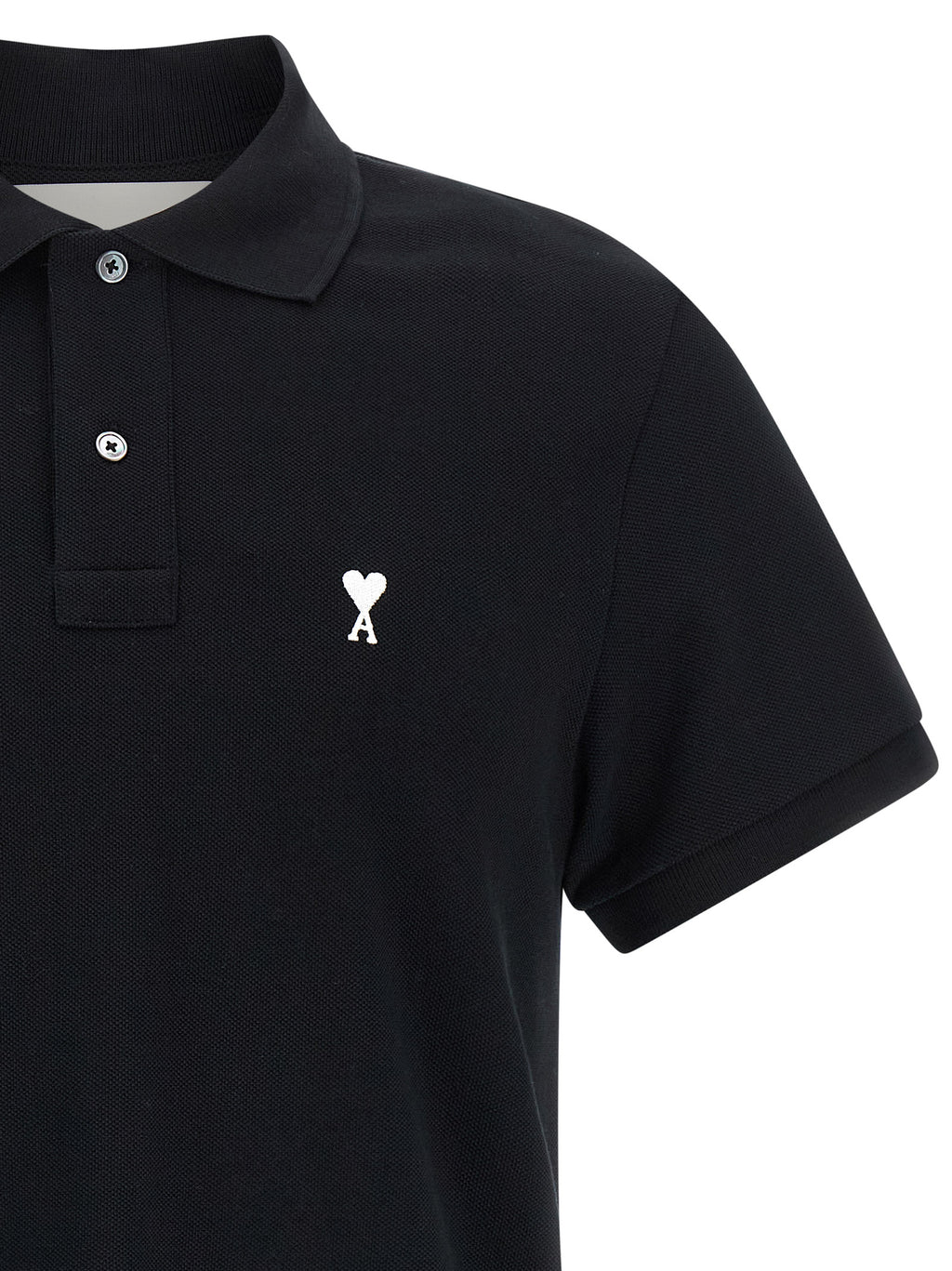 Ami Paris Schwarzes Baumwoll-Poloshirt
