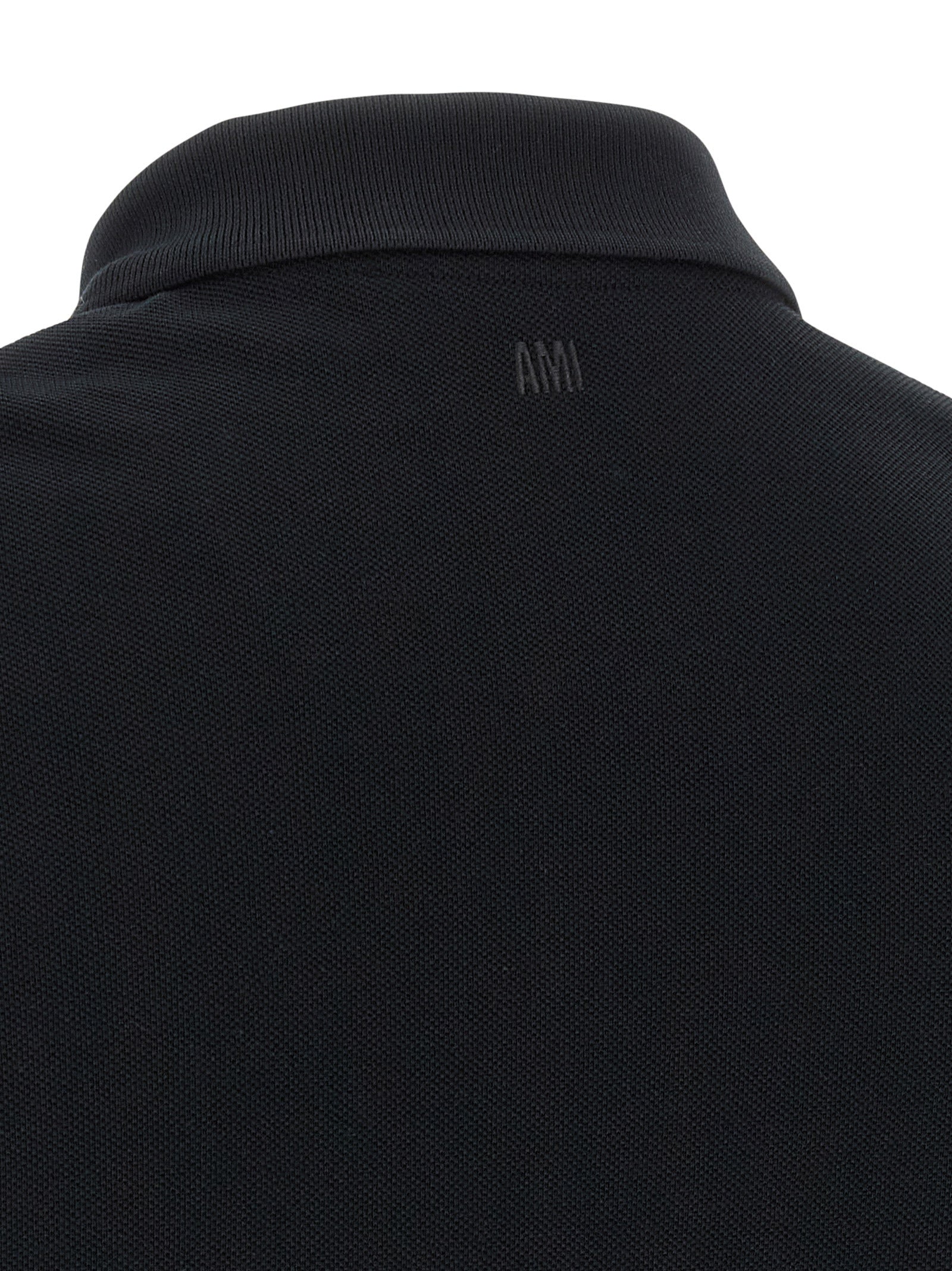 Ami Paris Schwarzes Baumwoll-Poloshirt