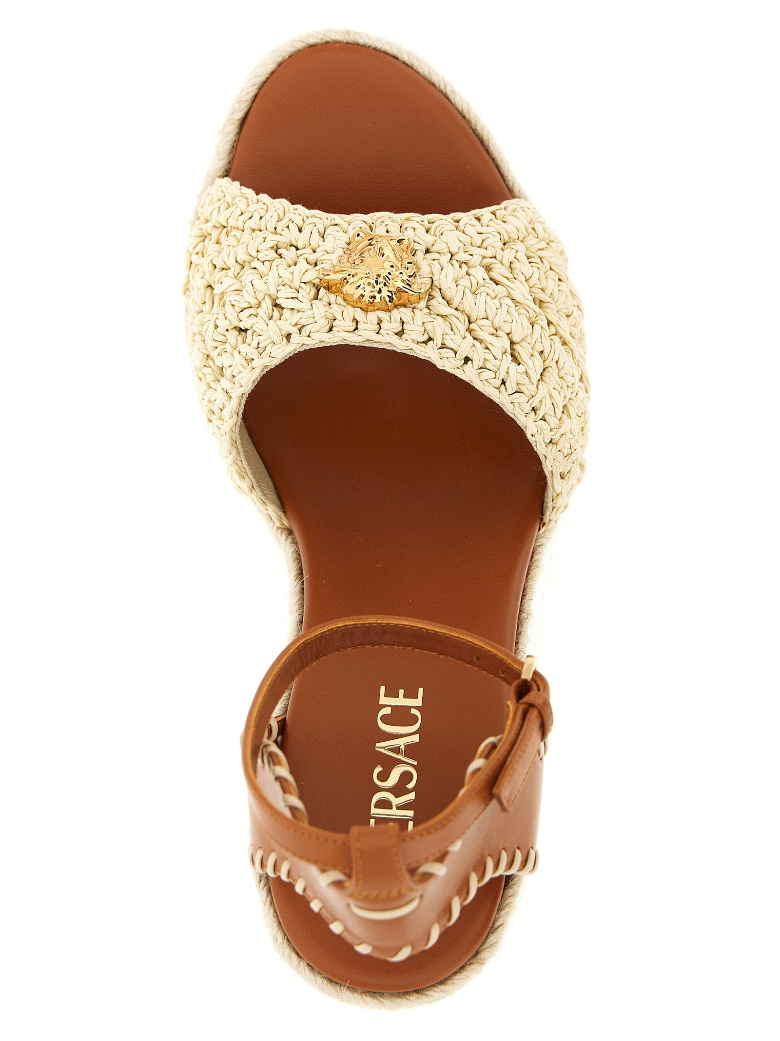 Versace Beige Lammleder Keilsandalen