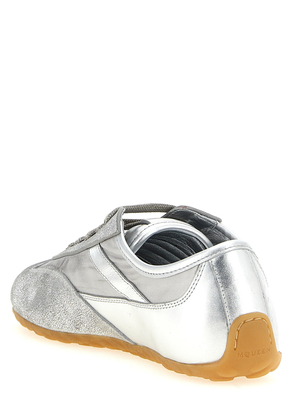 Alexander McQueen Silberne Leder-Sneaker im Athletic-Look