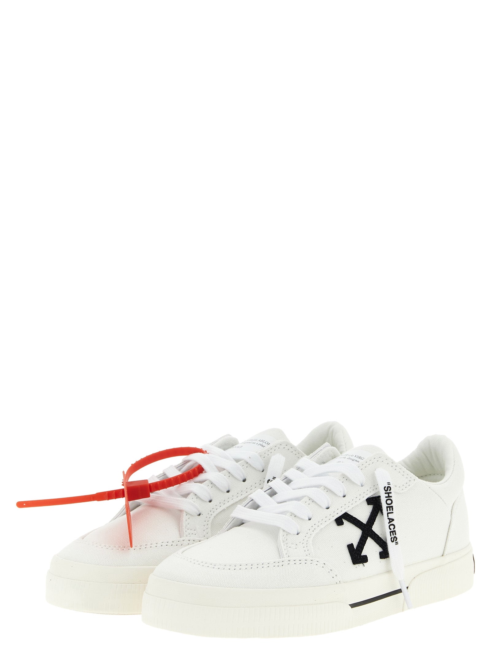 Off-White Zweifarbige Low-Top-Sneaker aus Baumwolle