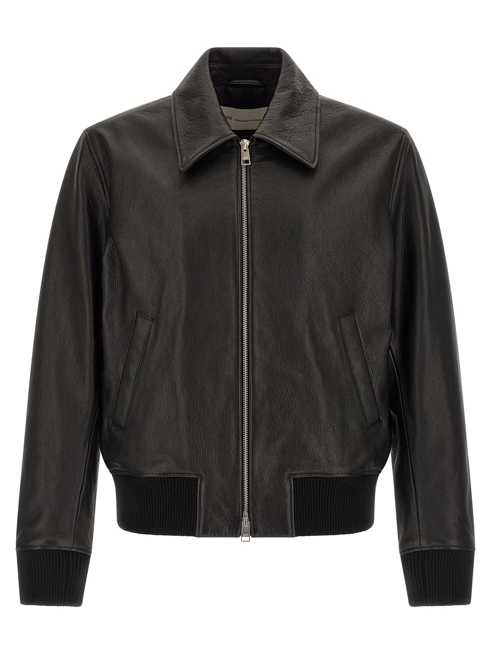 Ami Paris Schwarze Lammlederjacke