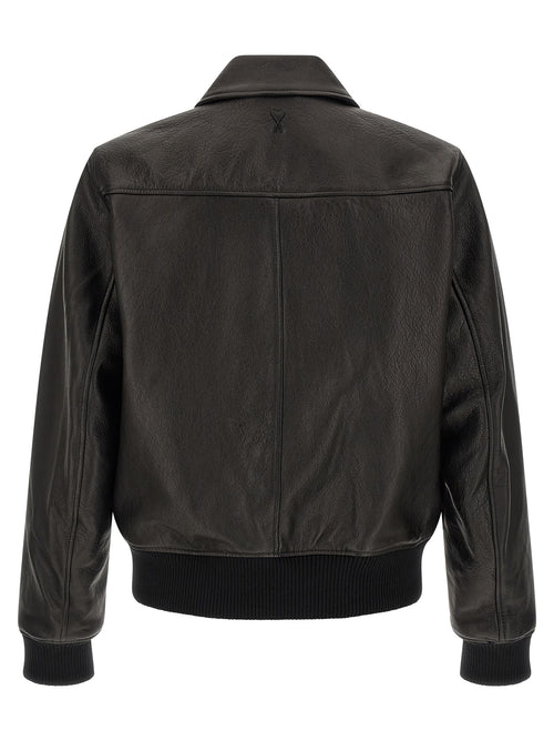 Ami Paris Schwarze Lammlederjacke