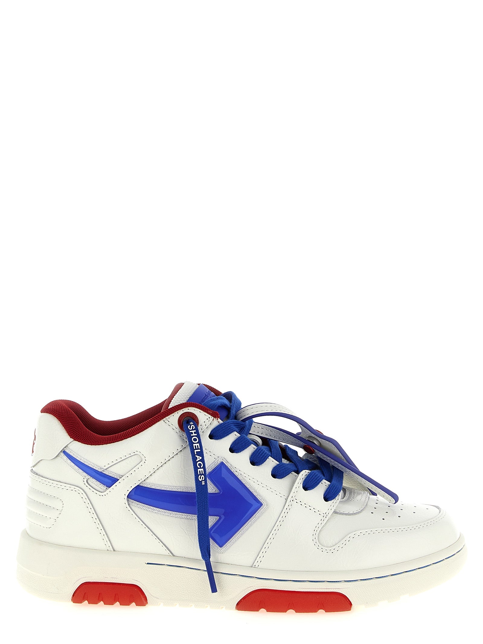 Off-White Blaue Leder-Sneaker im Athletic-Stil