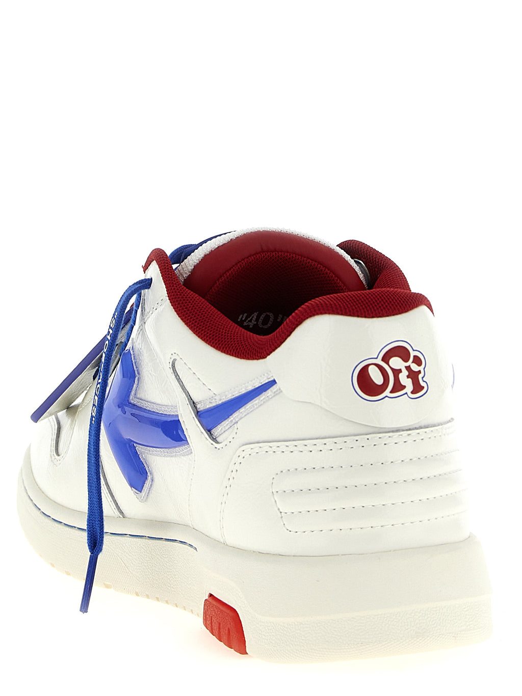 Off-White Blaue Leder-Sneaker im Athletic-Stil
