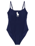 Polo Ralph Lauren Blaues One-Piece-Badeanzug aus Nylon