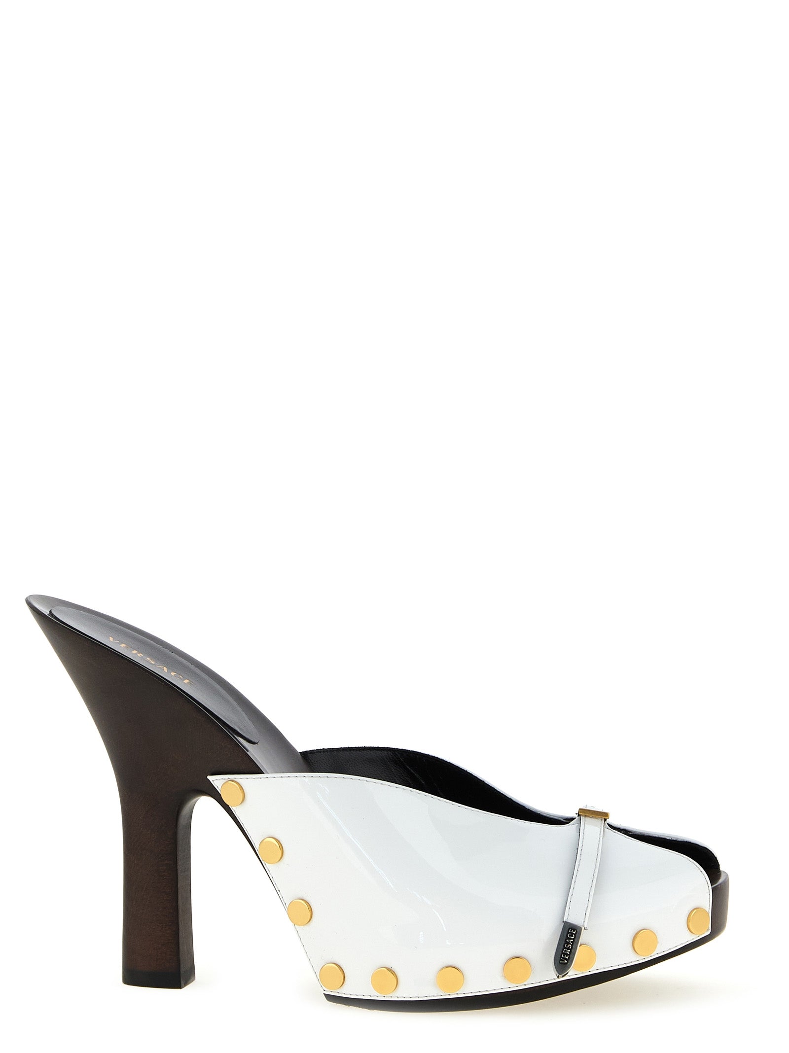 Versace Zweifarbige Pumps aus Kalbsleder mit hohem Absatz