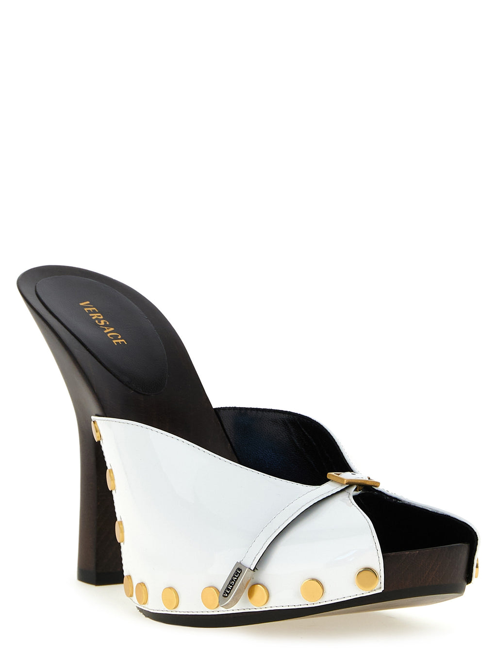 Versace Zweifarbige Pumps aus Kalbsleder mit hohem Absatz
