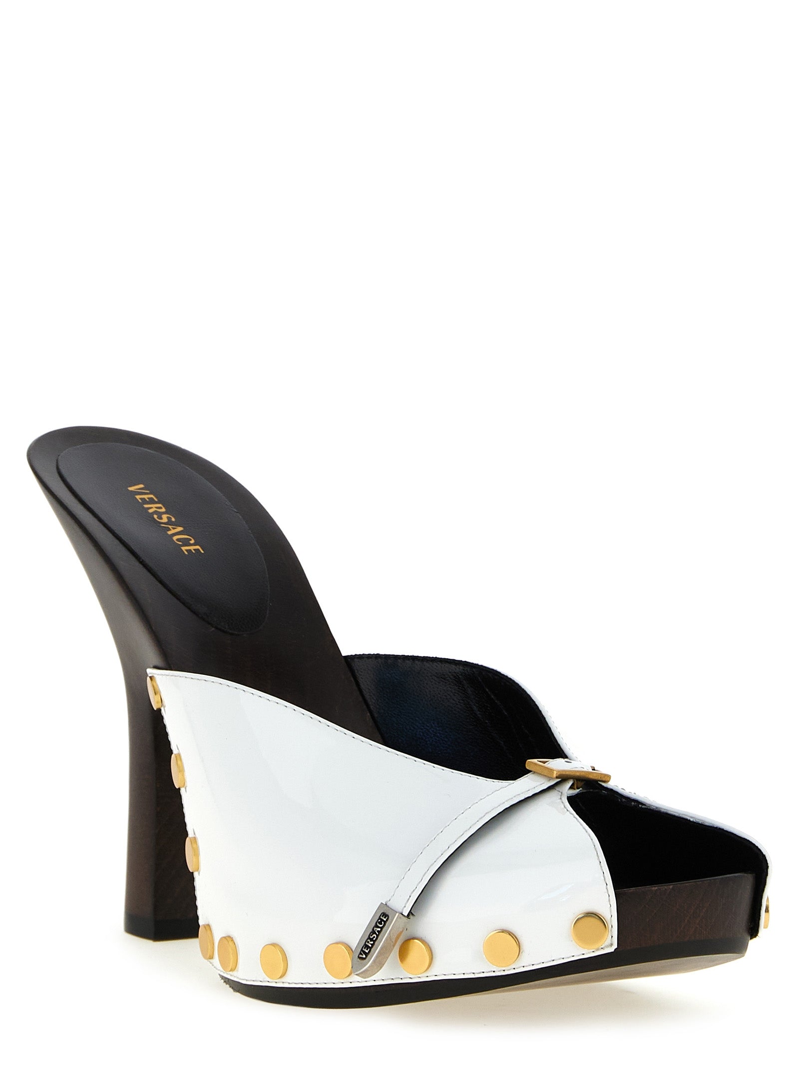 Versace Zweifarbige Pumps aus Kalbsleder mit hohem Absatz