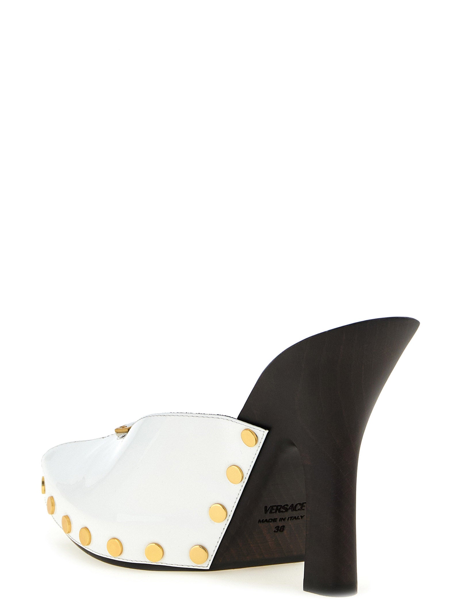 Versace Zweifarbige Pumps aus Kalbsleder mit hohem Absatz