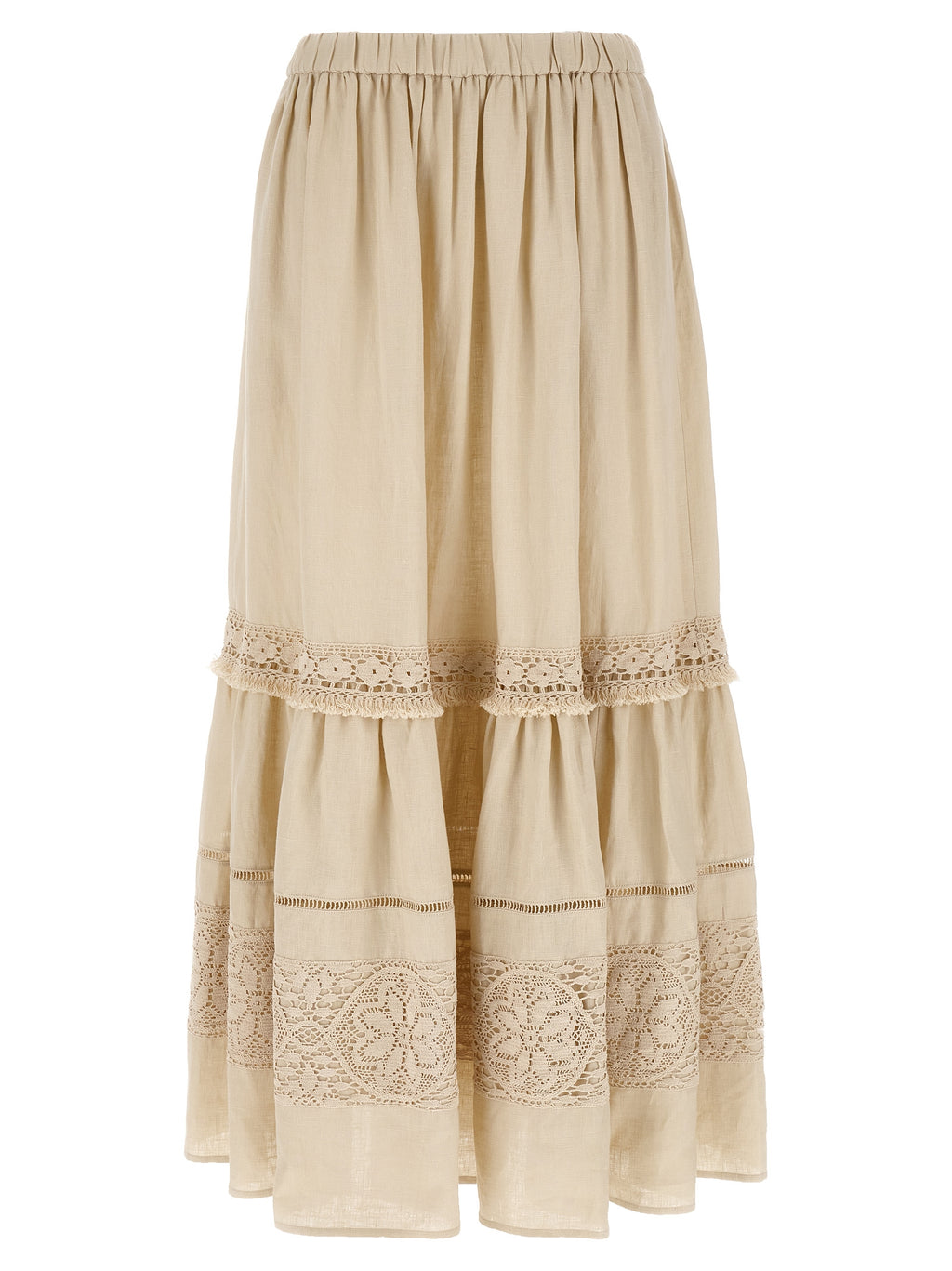 Max Mara Beige Leinen-Minirock