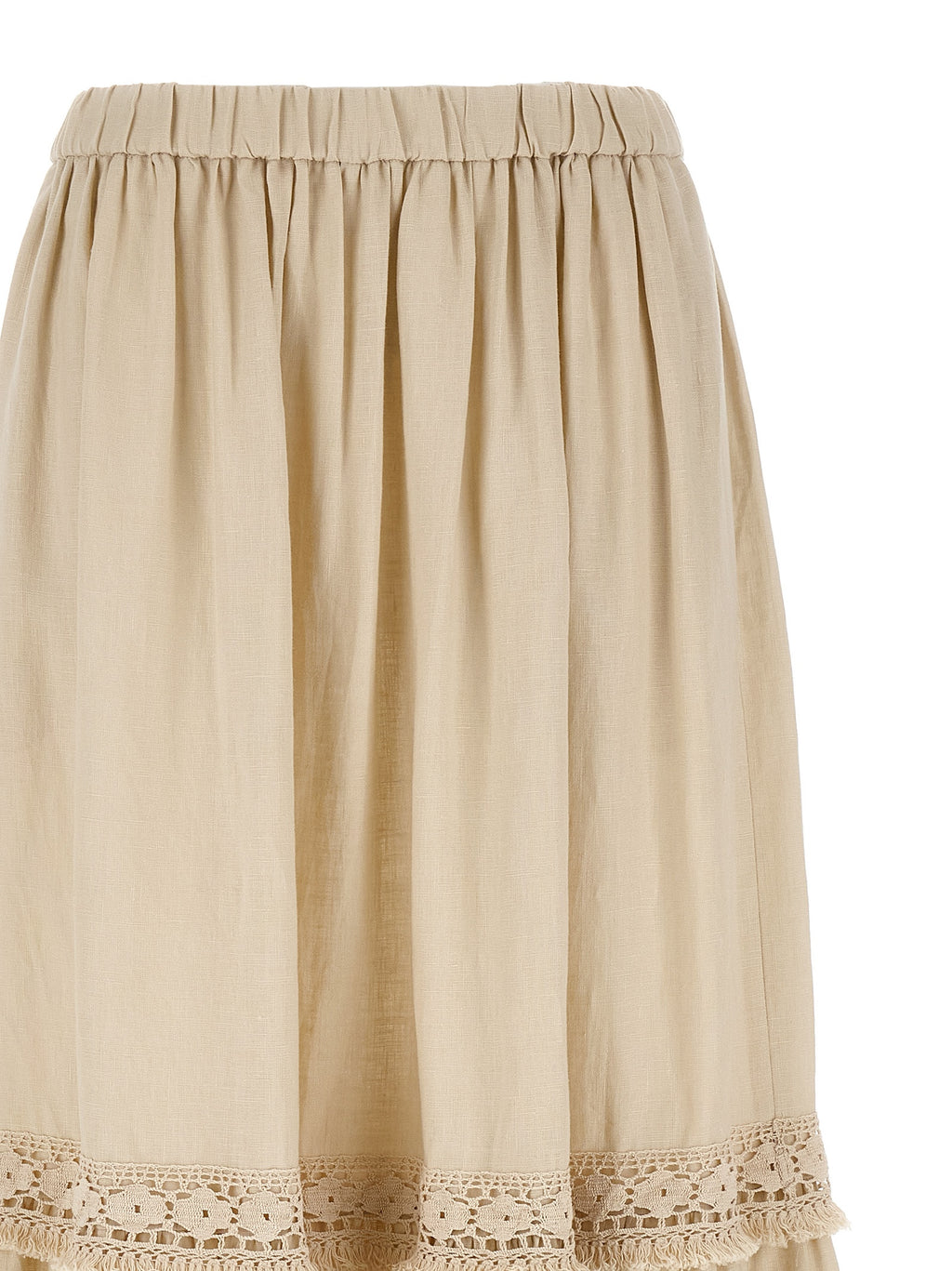 Max Mara Beige Leinen-Minirock