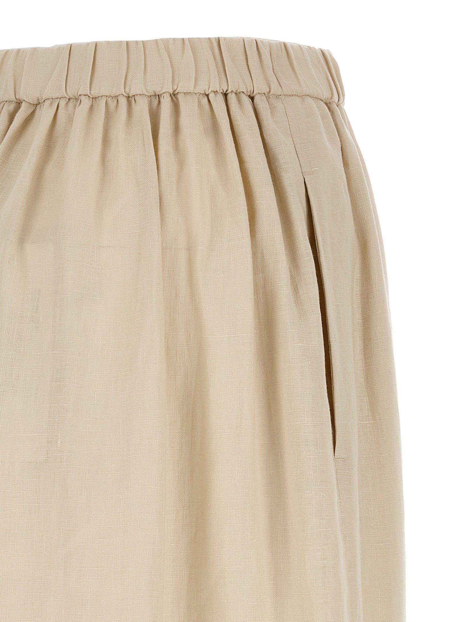 Max Mara Beige Leinen-Minirock