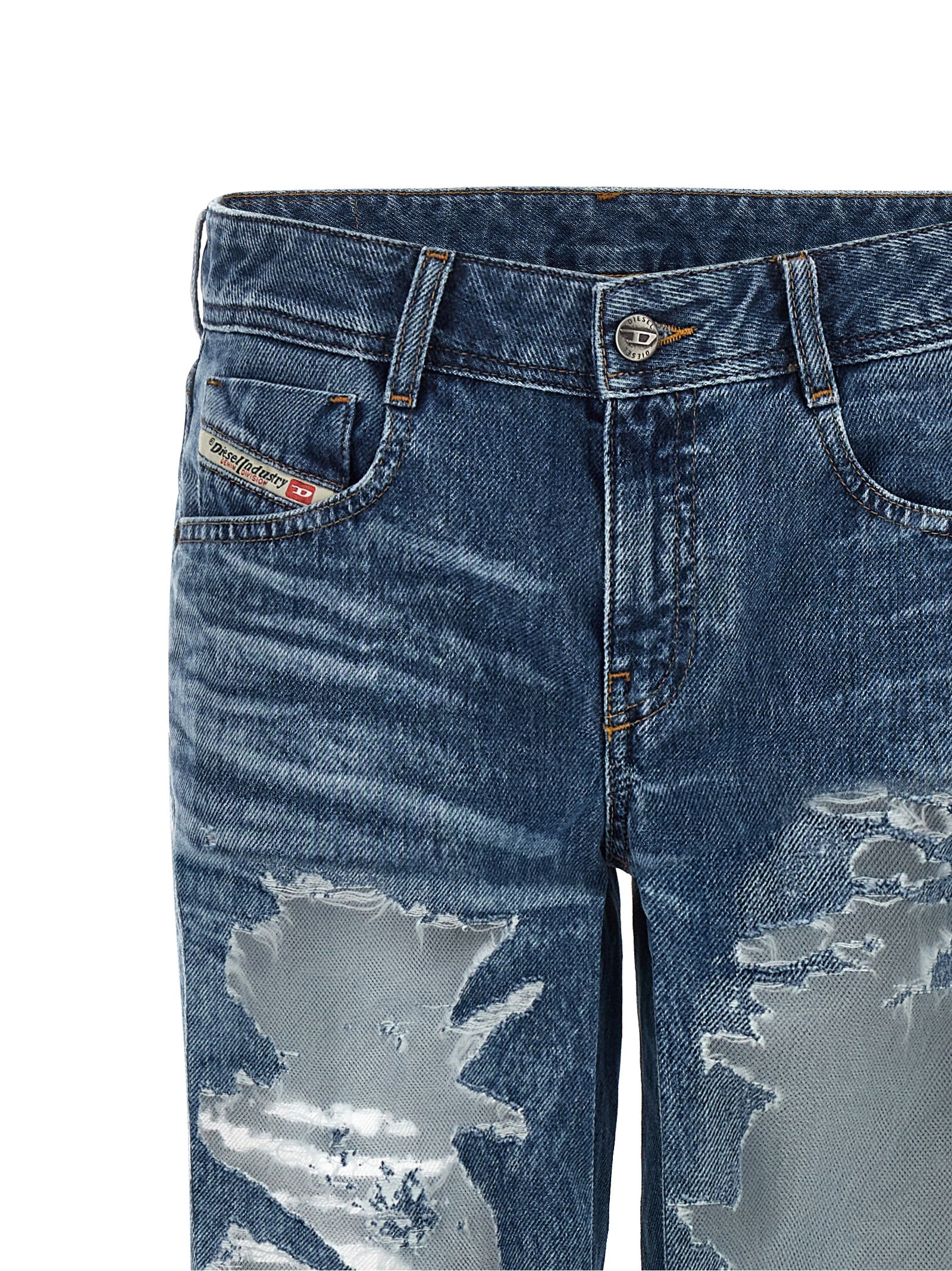 Diesel Blaue Baumwoll-Jeans mit ausgestelltem Bein