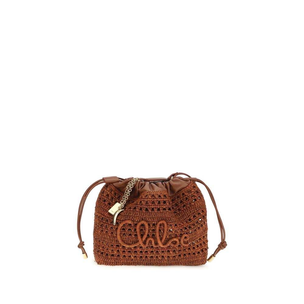 Chloé Braune Raffia-Umhängetasche