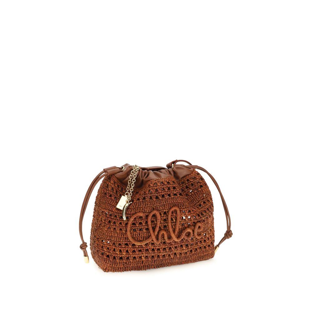Chloé Braune Raffia-Umhängetasche