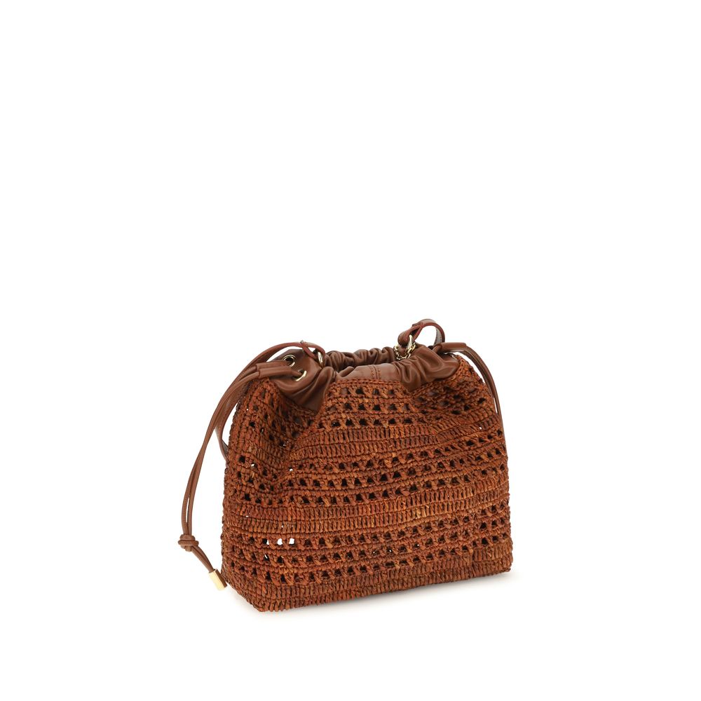 Chloé Braune Raffia-Umhängetasche