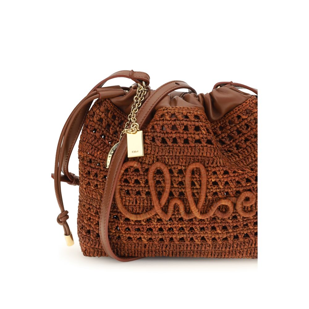 Chloé Braune Raffia-Umhängetasche