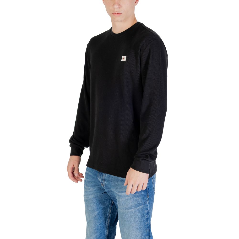 Calvin Klein Jeans Schwarzes Langarm-T-Shirt aus Baumwolle