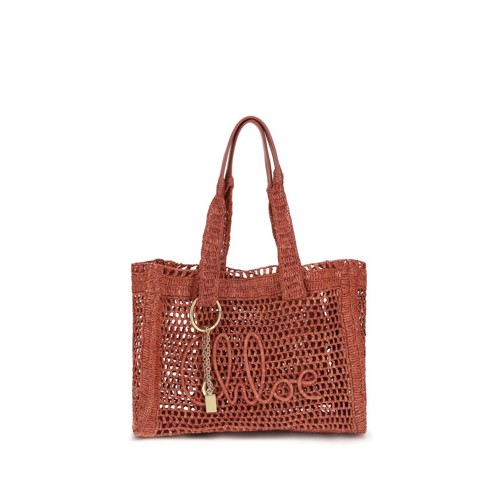 Chloé Braune Raffia-Umhängetasche