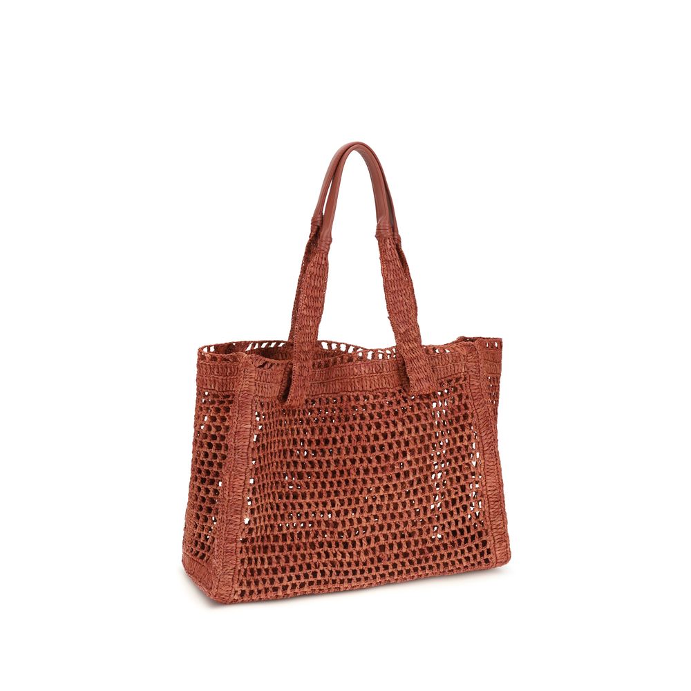 Chloé Braune Raffia-Umhängetasche