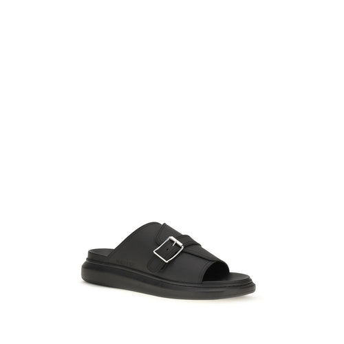 Alexander McQueen Schwarze Bos Taurus Kalbsleder Plateau-Sandalen