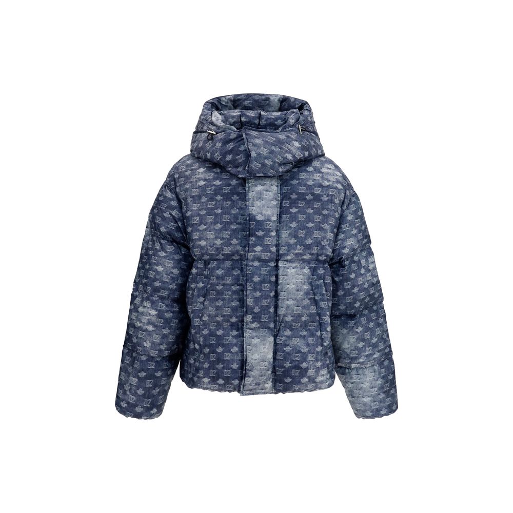 Dsquared² Blaue Polyester-Jacke in voller Länge