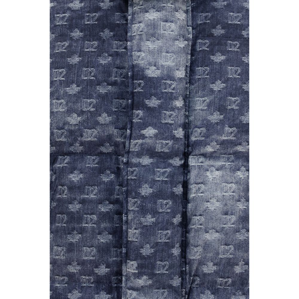 Dsquared² Blaue Polyester-Jacke in voller Länge