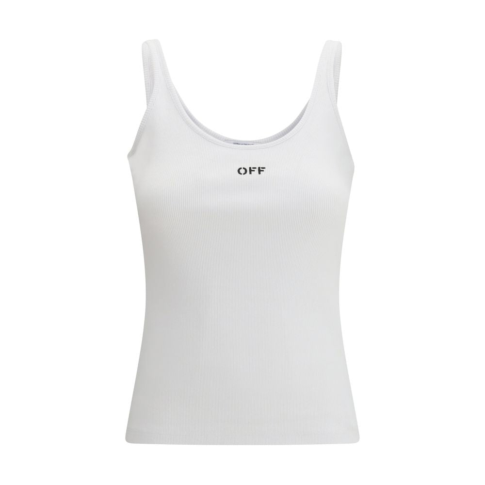 Off-White Weißes ärmelloses Baumwoll-T-Shirt