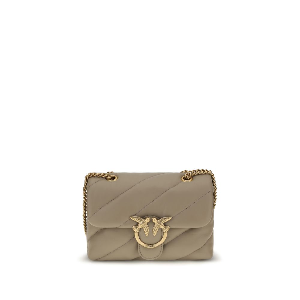 PINKO Beige Kalbsleder Bos Taurus Schultertasche