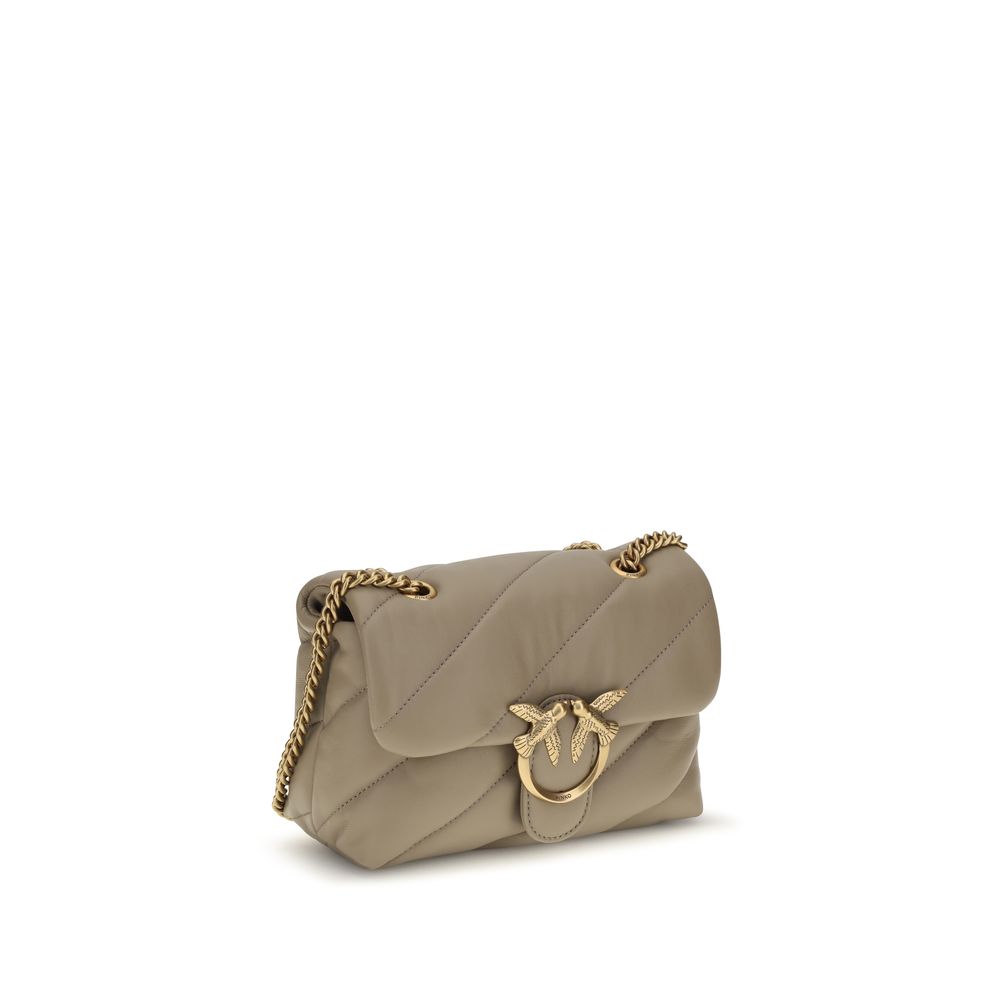 PINKO Beige Kalbsleder Bos Taurus Schultertasche