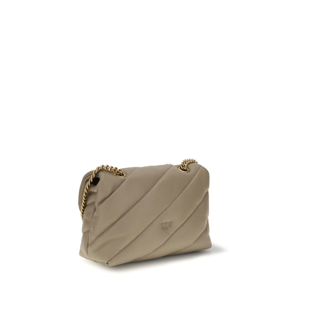 PINKO Beige Kalbsleder Bos Taurus Schultertasche
