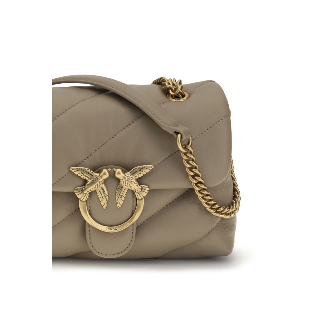 PINKO Beige Kalbsleder Bos Taurus Schultertasche