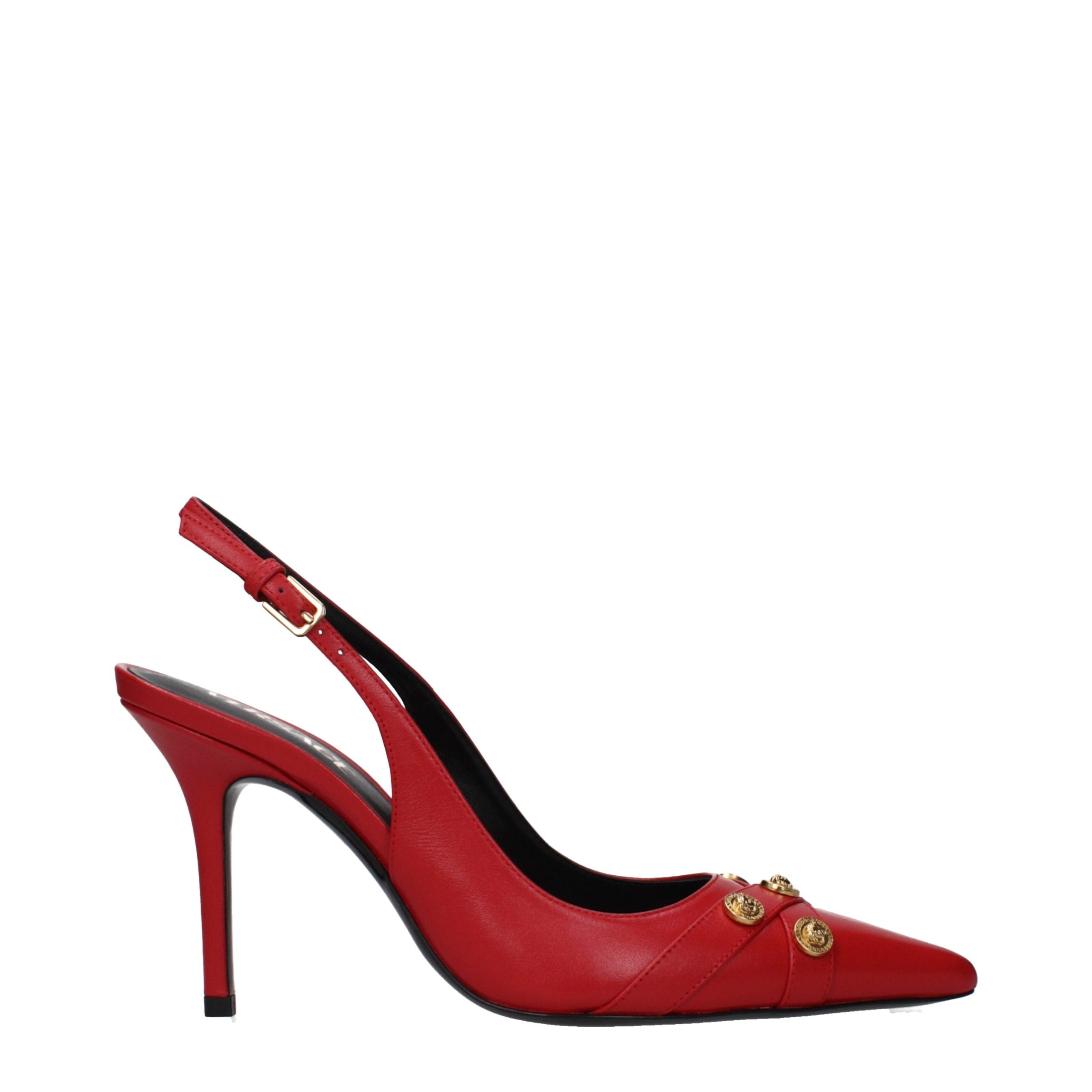 Versace Rote Leder Pumps mit hohem Absatz