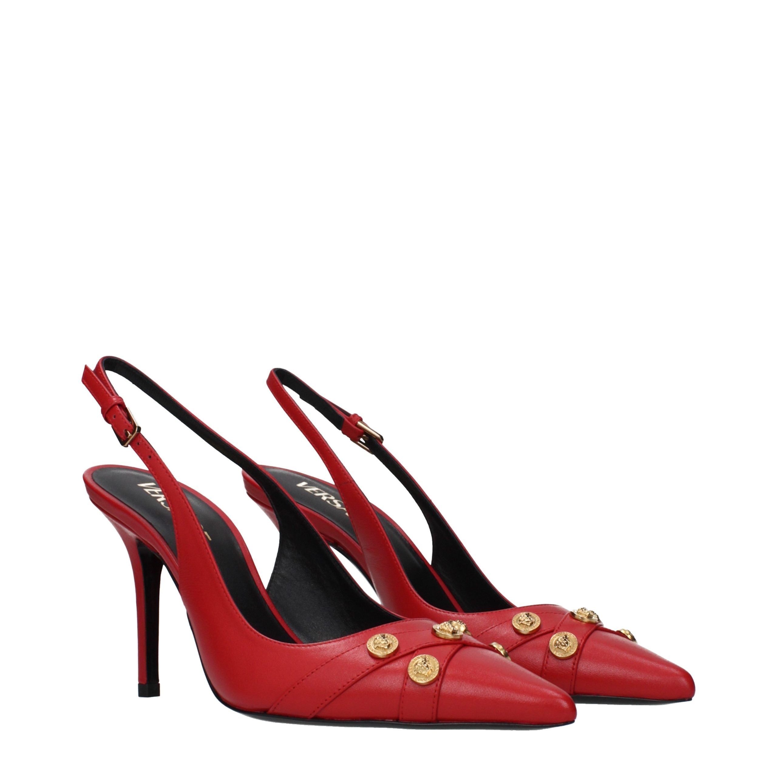 Versace Rote Leder Pumps mit hohem Absatz