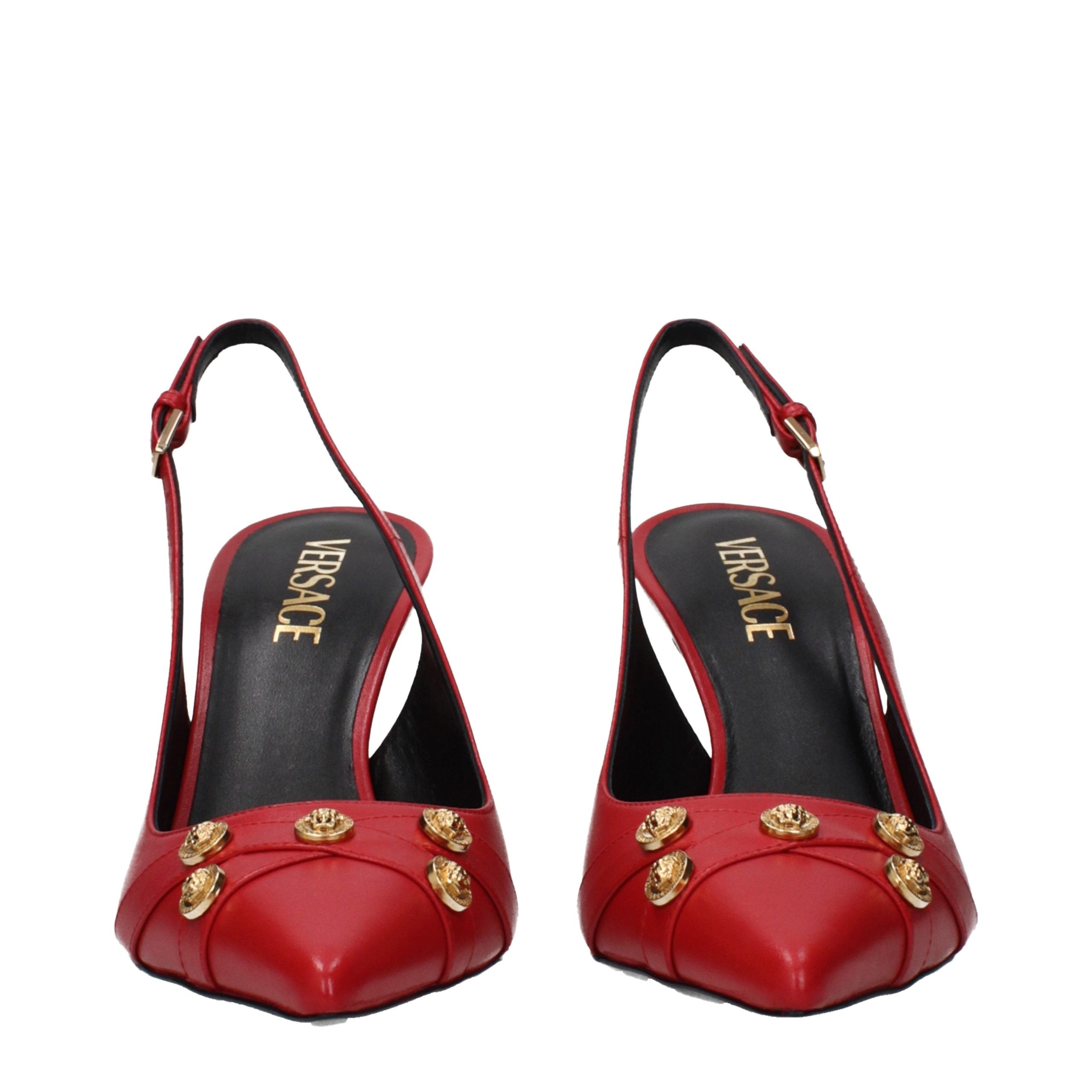 Versace Rote Leder Pumps mit hohem Absatz