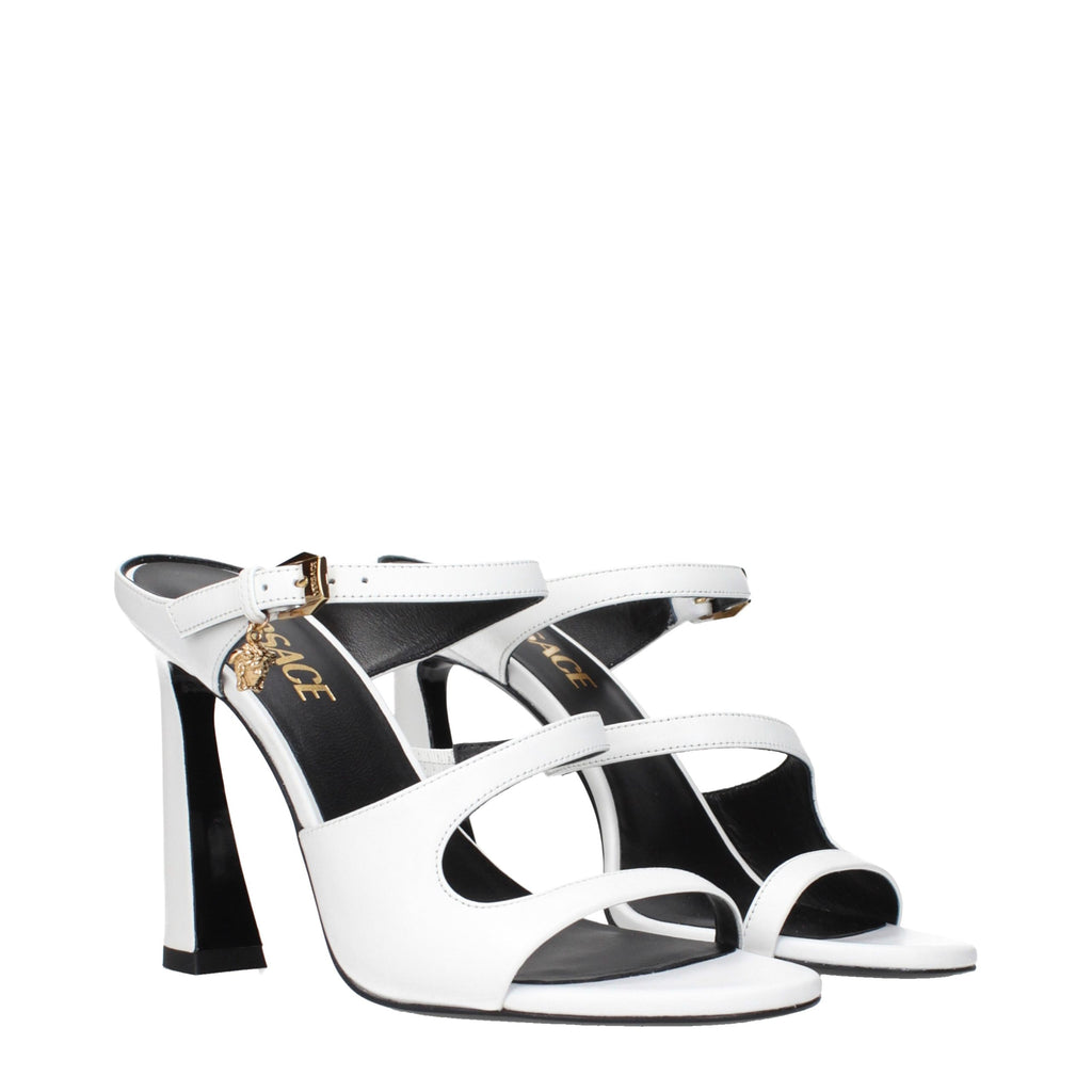 Versace Weiße Leder-Stiletto-Sandalen