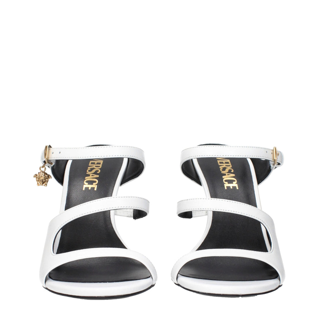 Versace Weiße Leder-Stiletto-Sandalen