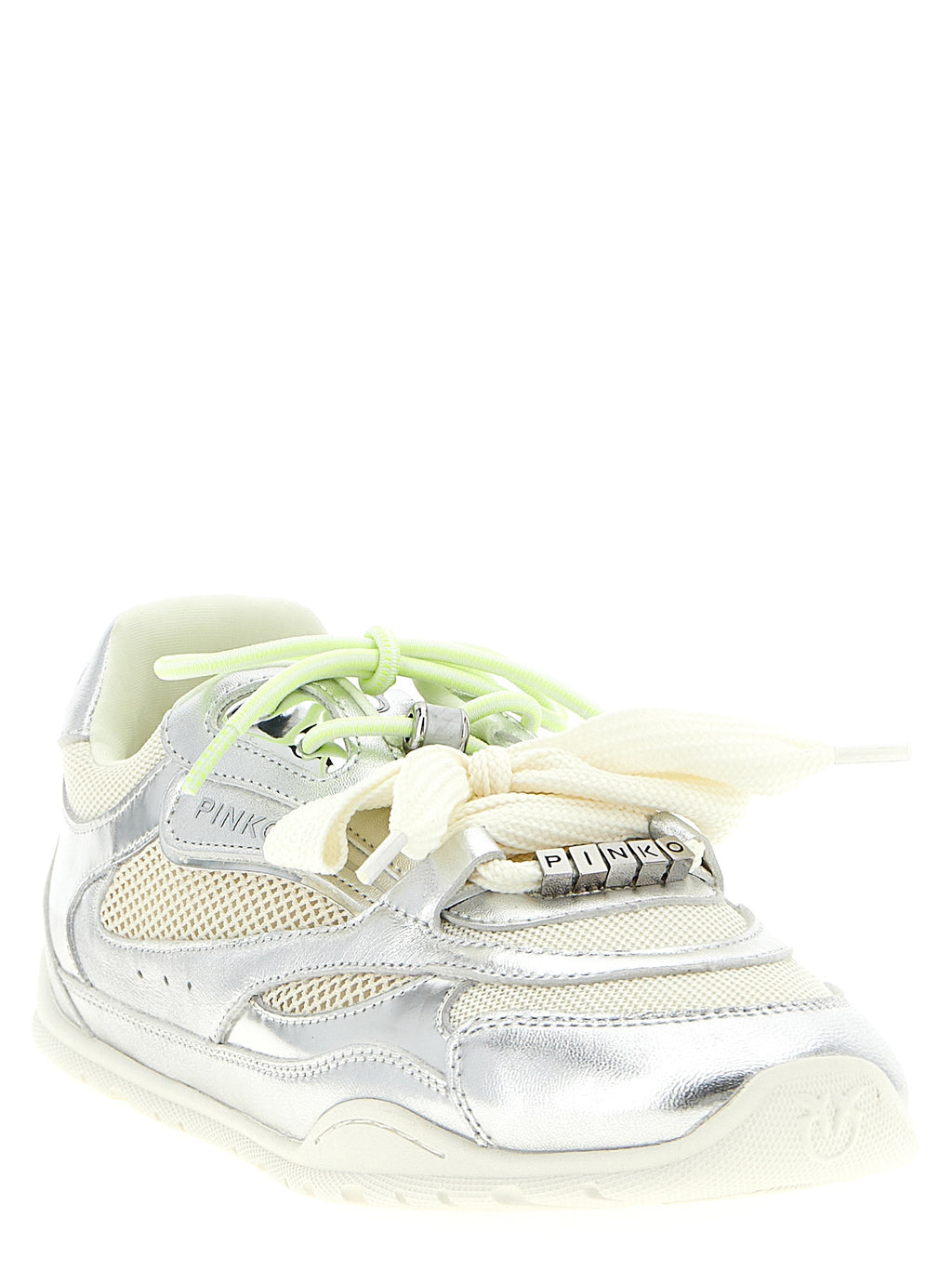 PINKO Silberne Leder-Sneaker im Athletic-Look