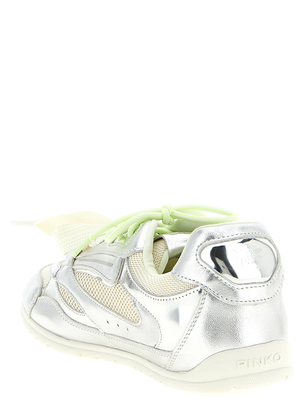 PINKO Silberne Leder-Sneaker im Athletic-Look